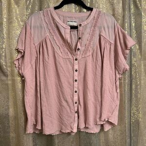 Free People We The Free Blush Pink Sophia Button Down Blouse Small NWOT